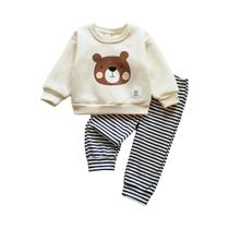 Conjunto De Roupas Unissex Para Crianças Com Bordado De Urso, Moletons De Manga Longa E Calças Conjunto De Roupas Unissex Para Crianças Com Bordado De Urso, Moletons De Manga Longa E Calças