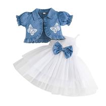 Conjunto de roupas: vestido de tule Partclots com jaqueta jeans de 12 a 18 meses
