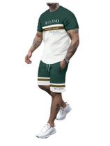 Conjunto de roupas WDIRARA, conjuntos de shorts masculinos de 2 peças, verde e branco