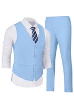 Conjunto de roupas Wehilion, colete masculino Slim Fit, azul celeste