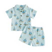 Conjunto de roupas WZTYYDS Toddler Baby Boy Beach Outfit 18-24M azul Conjunto de roupas WZTYYDS Toddler Baby Boy Beach Outfit 18-24M azul
