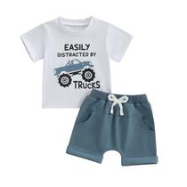 Conjunto de roupas WZTYYDS Toddler Baby Boy Summer 0-5T com camiseta e shorts Conjunto de roupas WZTYYDS Toddler Baby Boy Summer 0-5T com camiseta e shorts