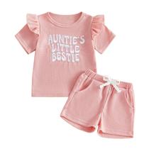 Conjunto de roupas XRTBMN Aunties Little Bestie Baby Girl 12-18M rosa Conjunto de roupas XRTBMN Aunties Little Bestie Baby Girl 12-18M rosa
