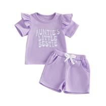 Conjunto de roupas XRTBMN Aunties Little Bestie Baby Girl 2-4 anos Conjunto de roupas XRTBMN Aunties Little Bestie Baby Girl 2-4 anos