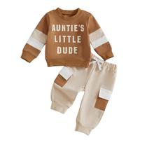 Conjunto de roupas XRTBMN Aunties Little Dude Baby Boy 2-3T Brown