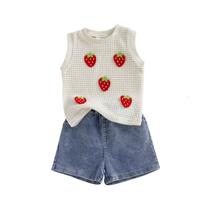 Conjunto de roupas YINGISFITM Toddler Girl Summer com blusa de malha waffle Conjunto de roupas YINGISFITM Toddler Girl Summer com blusa de malha waffle