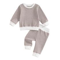 Conjunto de roupas ZAXARRA Baby Boy Waffle Sweatshirt com calças 0-6M