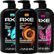 Conjunto de sabonete líquido AXE para homens Dark Temptation, Apollo & Excite 1L Conjunto de sabonete líquido AXE para homens Dark Temptation, Apollo & Excite 1L