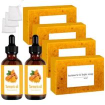 Conjunto de sabonetes e óleos essenciais Aacnre Turmeric com saco de sabonete x6