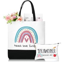 Conjunto de sacolas Buryeah Rainbow Canvas Teacher Gift 40x45cm