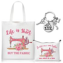 Conjunto de sacolas de costura CJiangPo Pink Vintage com chaveiro x3