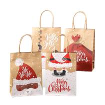 Conjunto de sacolas de presente de Natal Kraft Santa Holiday Prints x12