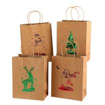 Conjunto de sacolas de presente de Natal Kraft Snowman & Tree Prints 12 unidades