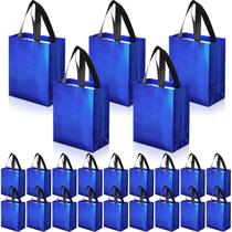 Conjunto de sacolas de presente Eccliy de 80 peças, sacola reutilizável brilhante com alças, sacolas de compras para casamento, Halloween, Ação de Graças e Natal (média, azul)