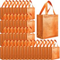 Conjunto de sacolas de presente Eccliy de 80 peças, sacola reutilizável brilhante com alças, sacolas de compras para casamento, Halloween, Ação de Graças e Natal (média, laranja)
