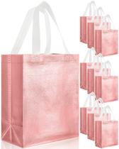 Conjunto de sacolas de presente Eccliy de 80 peças, sacola reutilizável brilhante com alças, sacolas de compras para casamento, Halloween, Ação de Graças e Natal (média, ouro rosa)