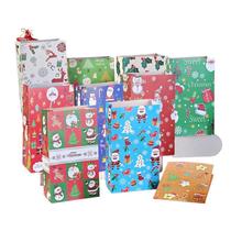 Conjunto de sacolas de presente Kraft de Natal, 12 peças, 13x8x22cm, estampas variadas Conjunto de sacolas de presente Kraft de Natal, 12 peças, 13x8x22cm, estampas variadas