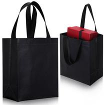 Conjunto de sacolas de presente reutilizáveis Eccliy Glossy Tote 80 unidades pretas Conjunto de sacolas de presente reutilizáveis Eccliy Glossy Tote 80 unidades pretas