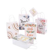 Conjunto de sacolas de presente Thank You Floral & Boho Kraft Paper, 12 unidades