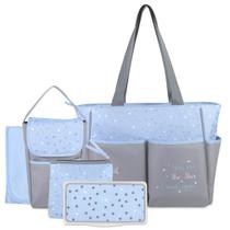 Conjunto de sacolas para fraldas Baby Essentials, cinza, azul, 5 peças