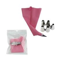Conjunto De Sacos De Silicone Reutilizáveis Para Decoração De Bolos E Bicos De Aço Inoxidável Para