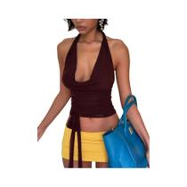 Conjunto De Saia De 2 Peças Elegante E Sexy De Verão Dulzura: Colete Com Amarração E Saia Curta Com