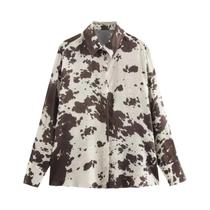 Conjunto De Saia De Cetim Oversized Feminina Com Camisa De Manga Longa E Cintura Alta Com Laço, 2