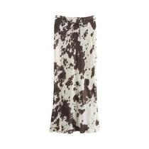 Conjunto De Saia De Cetim Oversized Para Mulheres Com Camisa De Manga Longa E Cintura Alta Com