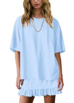 Conjunto de saia de duas peças Panadila para mulheres, casual, bebê, azul, tamanho L