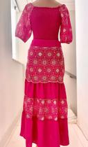 Conjunto de saia e bata laise