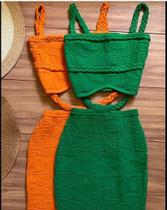 Conjunto de saia e croped em linho Conjunto de saia e croped em linho