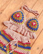 Conjunto de saia e cropped de crochê artesanal - Yara lima crochet