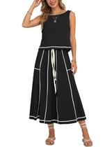 Conjunto de saia HOWALOOK feminino de algodão sem mangas, preto, tamanho S