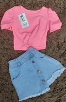 Conjunto de saia jeans e blusa Tamanho 2