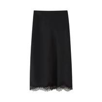 Conjunto De Saia Midi De Renda E Cetim Para Mulheres, Top Halter, Roupas Elegantes De Verão