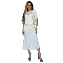 Conjunto de Saia Midi e Blusa Ampla Sharro Malha Moletinho