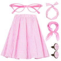 Conjunto de saia poodle feminina Hicarer dos anos 50, rosa Conjunto de saia poodle feminina Hicarer dos anos 50, rosa