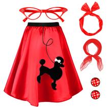 Conjunto de saias femininas Hicarer 50s Poodle, vermelho, pequeno Conjunto de saias femininas Hicarer 50s Poodle, vermelho, pequeno