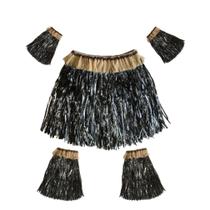 Conjunto de saias havaianas de grama de hula SEWACC, faixas elásticas de braço/perna