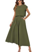 Conjunto de saias Mingzhu, vestido maxi casual de verão, manga curta