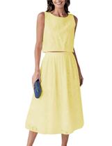Conjunto de saias Wanzetaly, saia maxi feminina com ilhós ocos, amarela Conjunto de saias Wanzetaly, saia maxi feminina com ilhós ocos, amarela