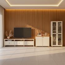 Conjunto de Sala 3 Peças Rack, Cristaleira e Armário Madeira Maciça Ananda CabeCasa MadeiraOriginals Conjunto de Sala 3 Peças Rack, Cristaleira e Armário Madeira Maciça Ananda CabeCasa MadeiraOriginals