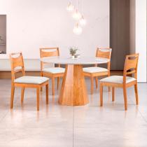 Conjunto de Sala 4 Cadeiras Mobile com Mesa Mobile 1,10 - Madeira Maciça, Encosto Laminado - Távoli Decor
