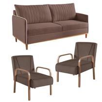 Conjunto de Sala de Estar 1 Sofá Dois Lugares Persa e 2 Poltronas Ágata