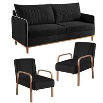 Conjunto de Sala de Estar 1 Sofá Dois Lugares Persa e 2 Poltronas Ágata