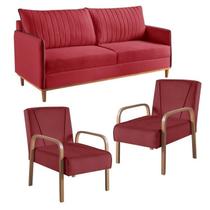Conjunto de Sala de Estar 1 Sofá Dois Lugares Persa e 2 Poltronas Ágata