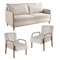 Conjunto de Sala de Estar 1 Sofá Dois Lugares Persa e 2 Poltronas Ágata