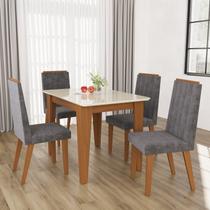 Conjunto de Sala de Jantar 4 Cadeiras Roma Cinza/Freijo Off White/Tec Titanio