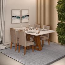 Conjunto de Sala de Jantar 4 Cadeiras Tampo SEM VIDRO 170x90 cm DJ Móveis Kiara Freijó Yasmin Kraft