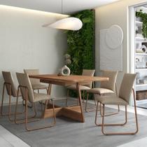 Conjunto de Sala de Jantar 6 Cadeiras Chloe Carraro Nogal Rosê Conjunto de Sala de Jantar 6 Cadeiras Chloe Carraro Nogal Rosê